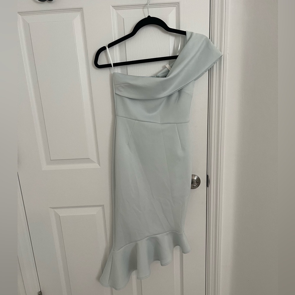ASOS Baby Blue Asymmetrical Ruffled Cocktail Dress
